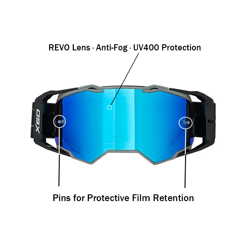 X60 Dual Sport Gafas de Motocross – Lente REVO Espejo Azul