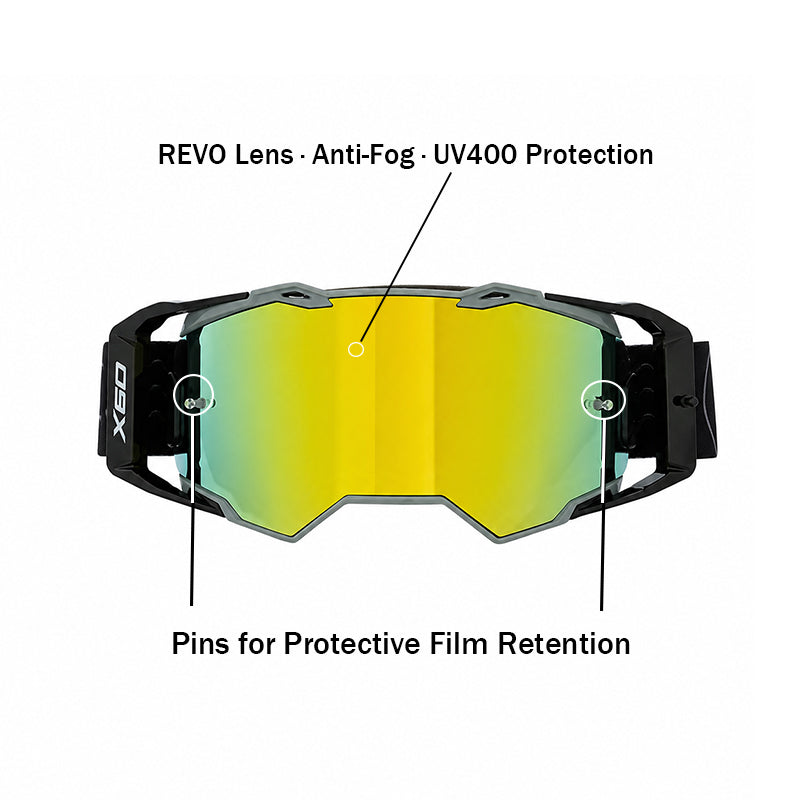 X60 Dual Sport Gafas de Motocross – Lente REVO Espejo Dorado