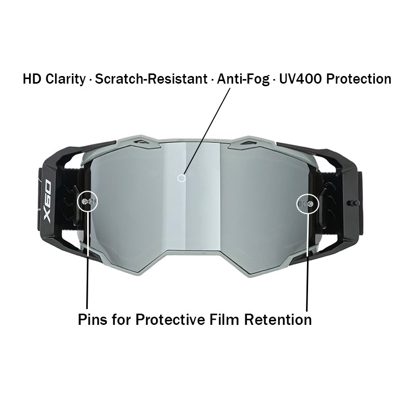 X60 Dual Sport Gafas de Motocross – Lente Espejo Plateado