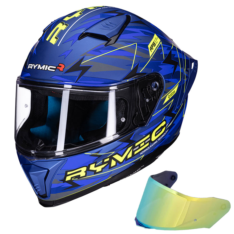 SR6 Full Face Motorcycle Helmet Blue-Yellow Lightning