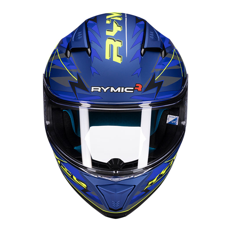 SR6 Full Face Motorcycle Helmet Blue-Yellow Lightning