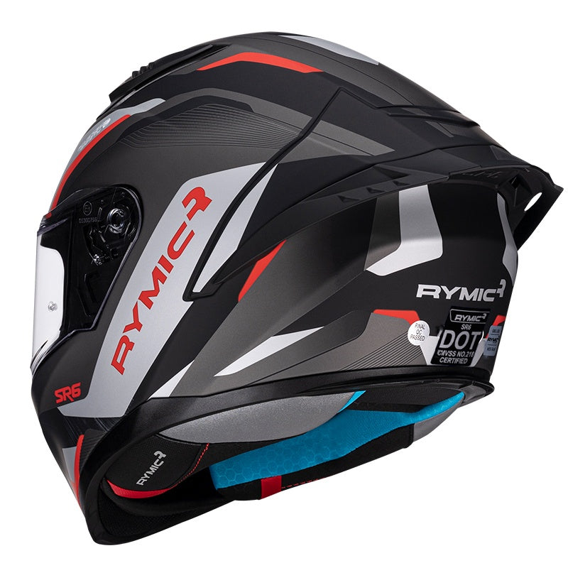 SR6 Full Face Motorcycle Helmet Red & Black Rush