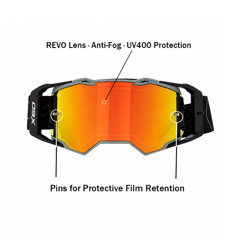 X60 Dual Sport Motorcycle Goggles – Red REVO Mirror Lens